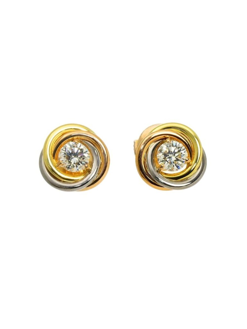 Cartier Trinity Diamond Earrings 18K Yellow Gold Three Pierced